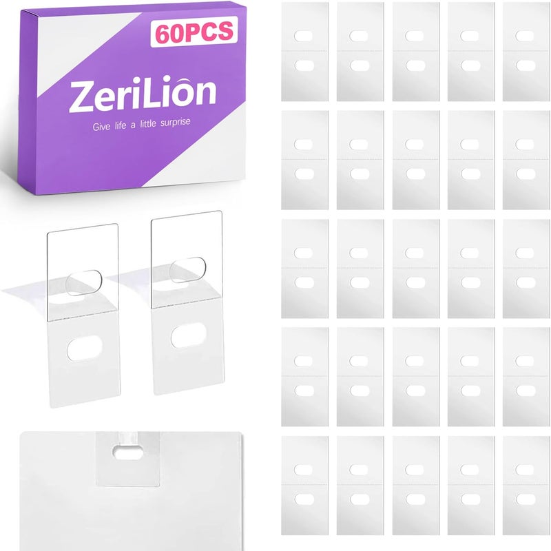 ZeriLion 60 Pcs Clear Vertical Blind Slat Repair Tabs (Makes 30 Repairs) - Adhesive Fixers for Broken Hanging Holes - Easy Peel & Stick Solution - Image 1